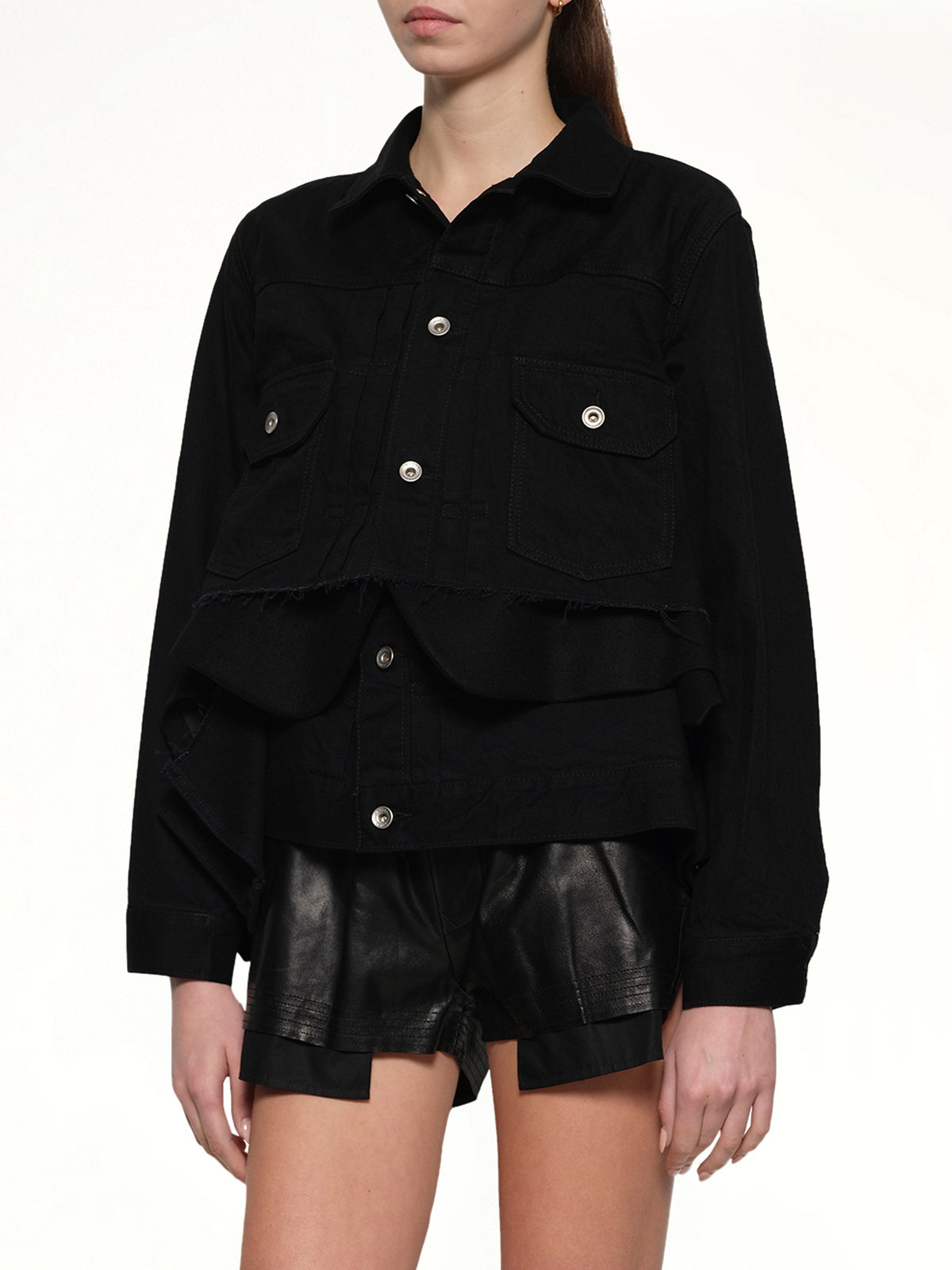Denim x Wool Melton Jacket in Black