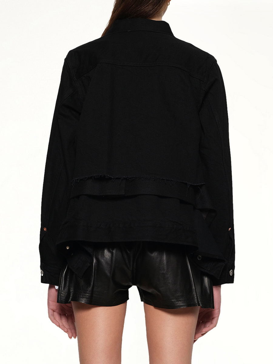 Denim x Wool Melton Jacket in Black