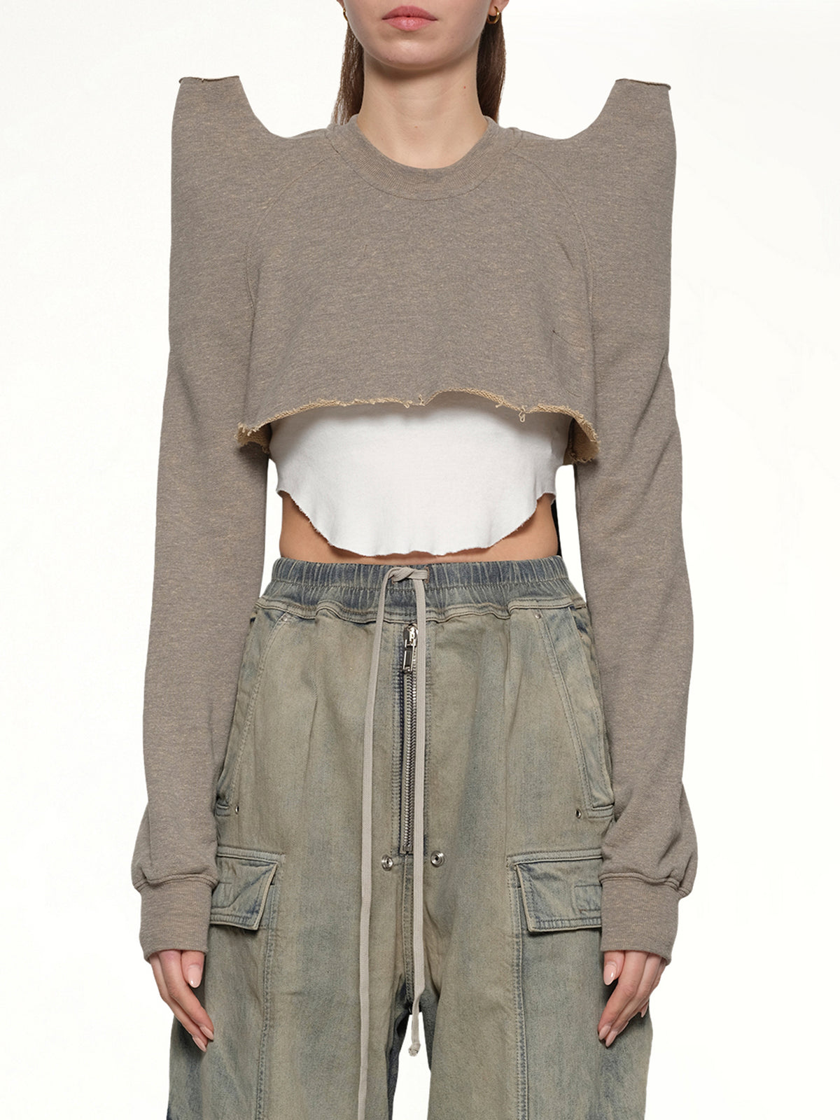 Cropped Tecsweat in Melange Grey