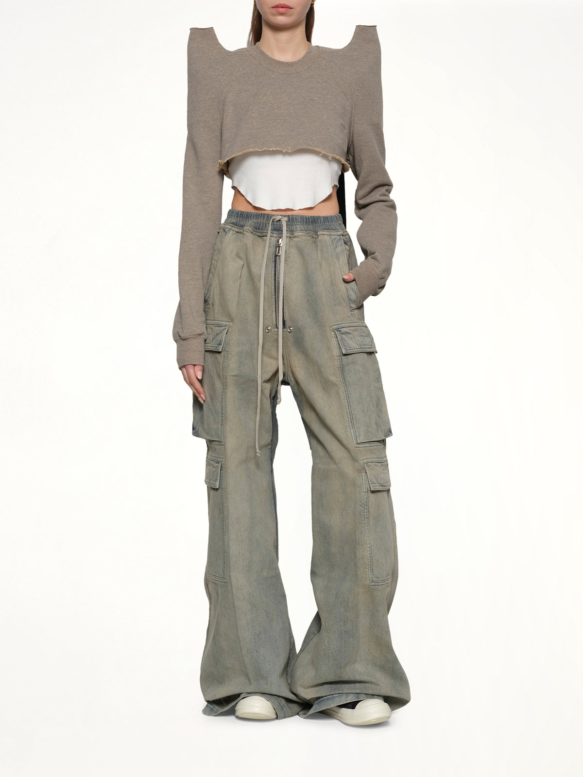 Cropped Tecsweat in Melange Grey