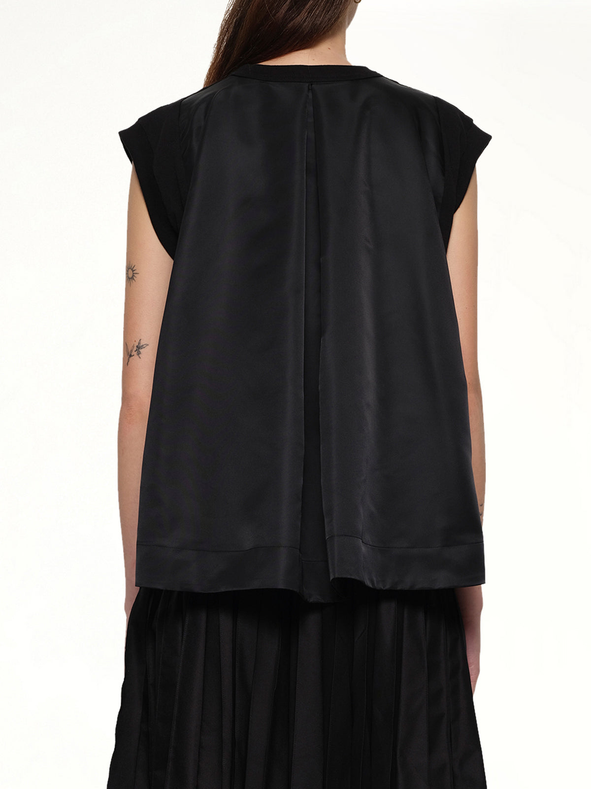 Cotton Jersey x Nylon Twill T-Shirt in Black