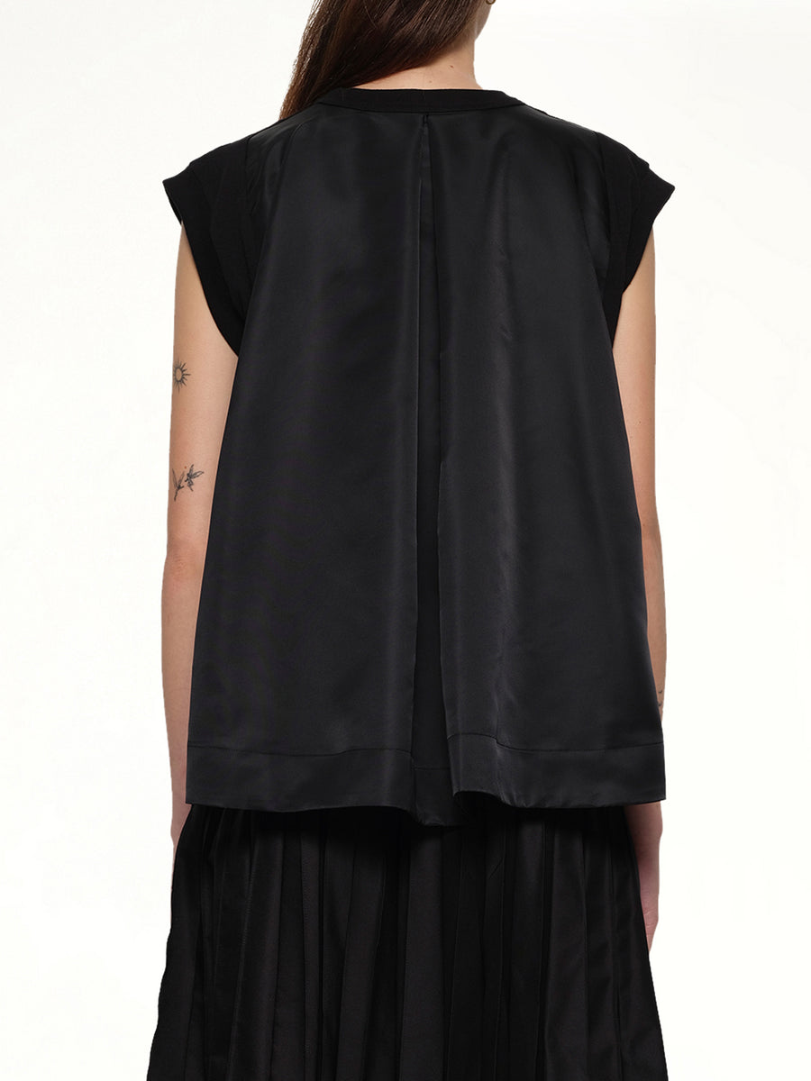 Cotton Jersey x Nylon Twill T-Shirt in Black