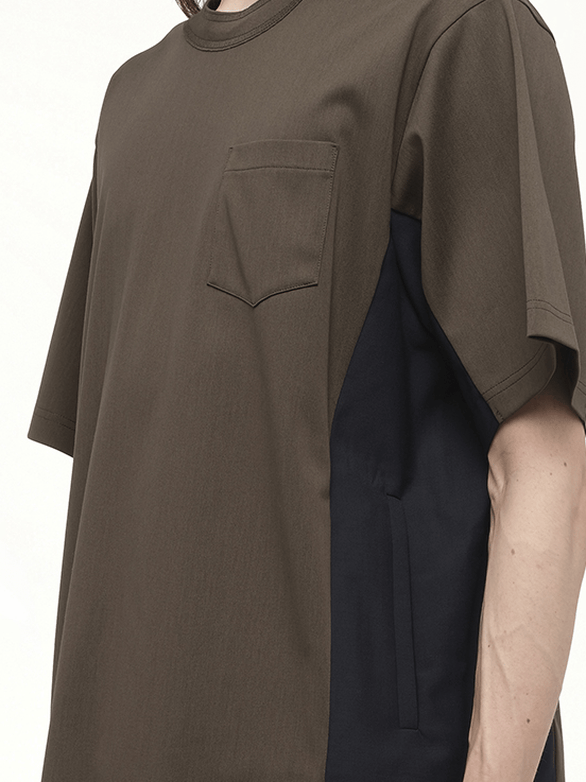 Suiting x Cotton Jersey T-Shirt in Khaki/Navy
