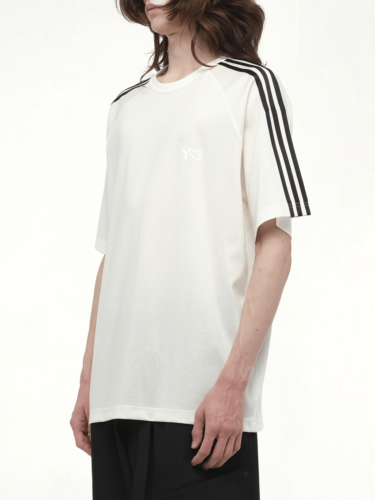 Wire Stripe Short Sleeve T-Shirt in White