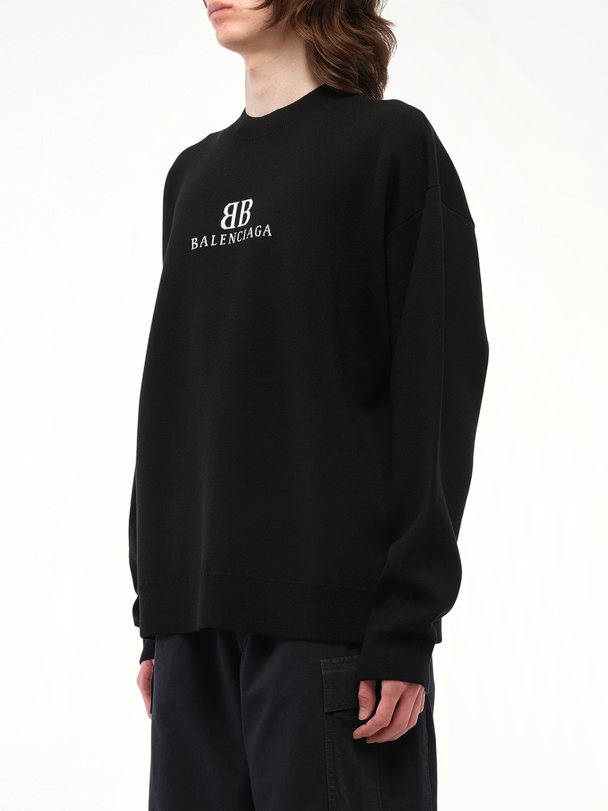 Balenciaga Crewneck Sweater in Black/White