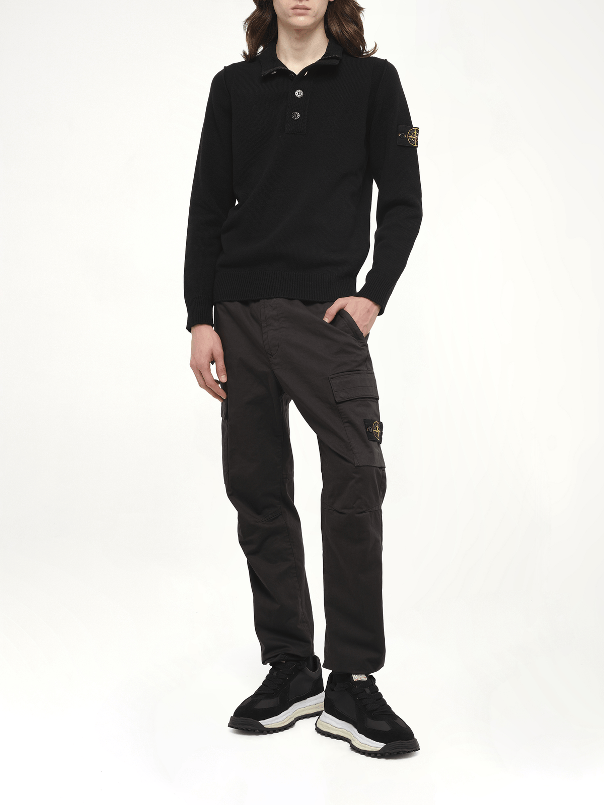 5100040 Lambswool Half-Zip Sweater in Black