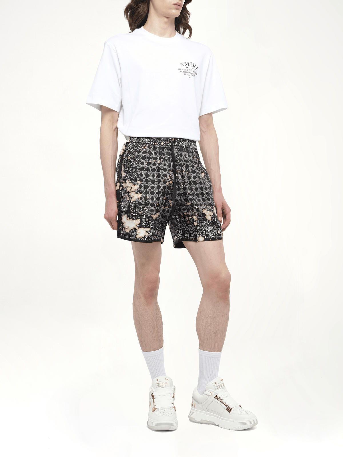 Bleach Bandana Silk Shorts in Black