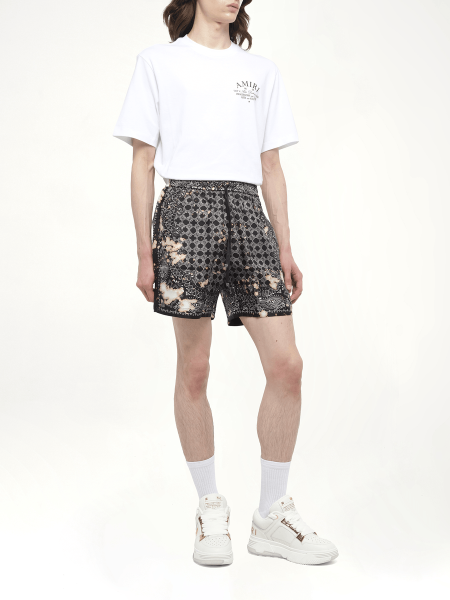 Bleach Bandana Silk Shorts in Black