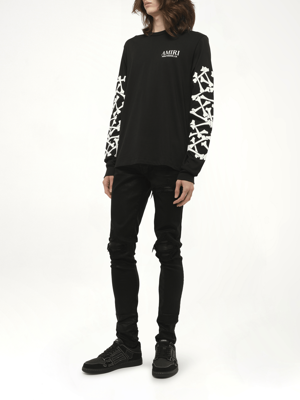 Bones Stacked L/S T-Shirt in Black