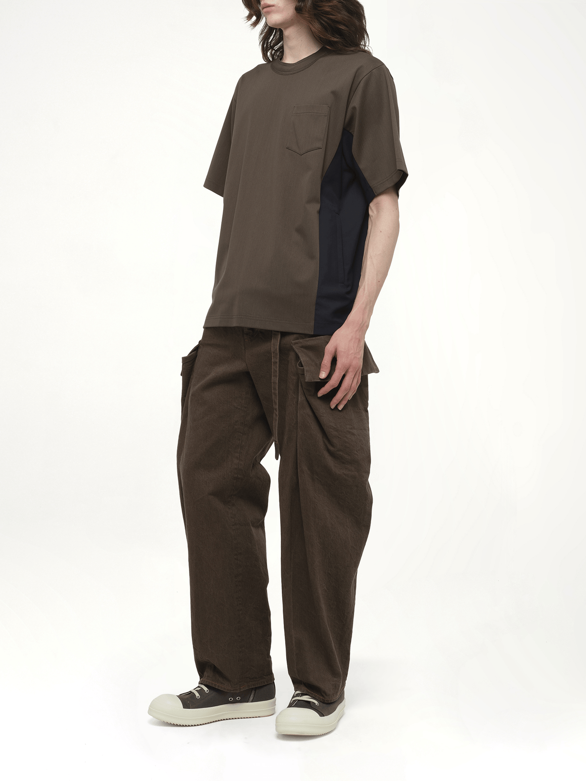 Suiting x Cotton Jersey T-Shirt in Khaki/Navy