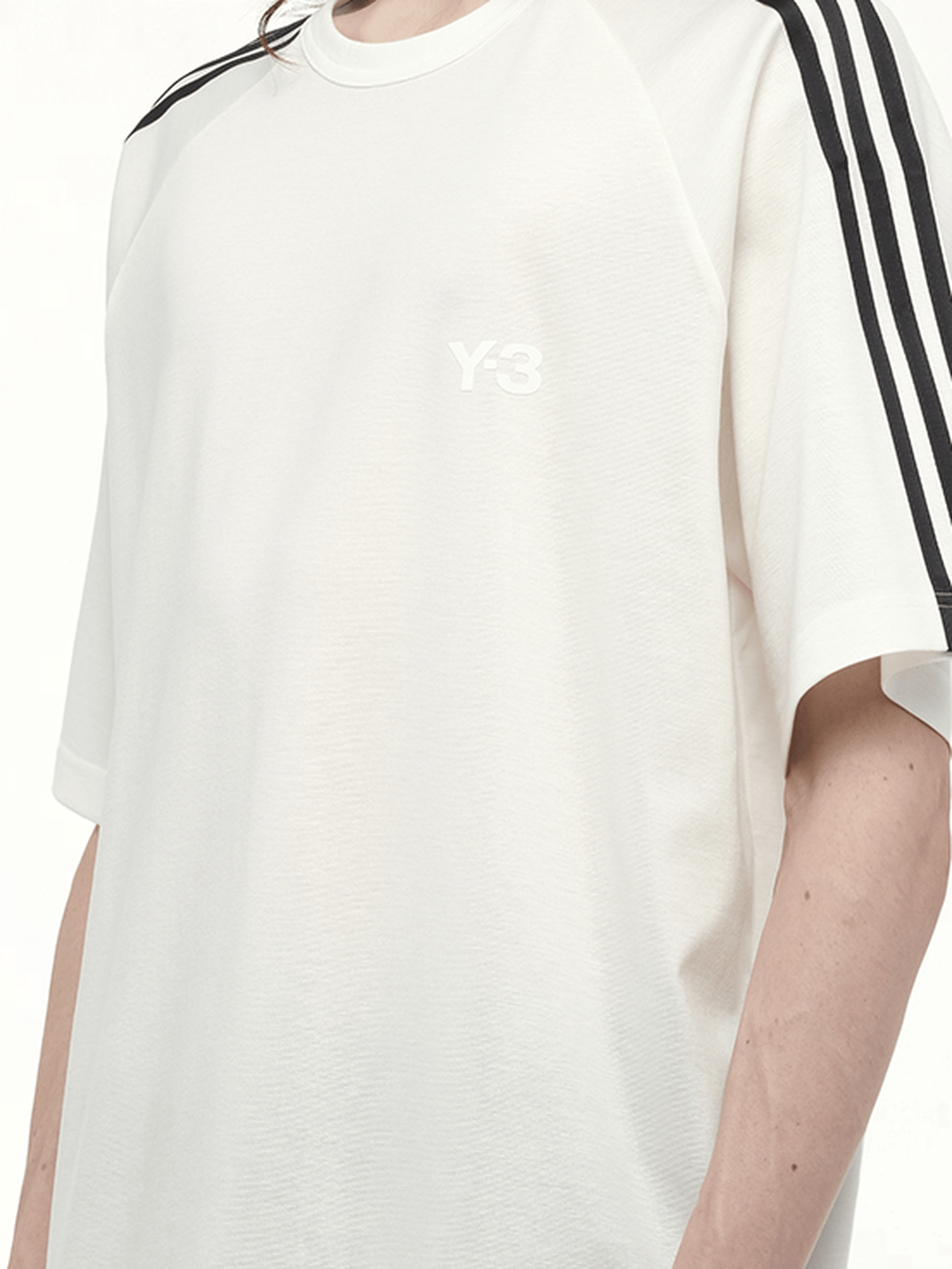 Wire Stripe Short Sleeve T-Shirt in White