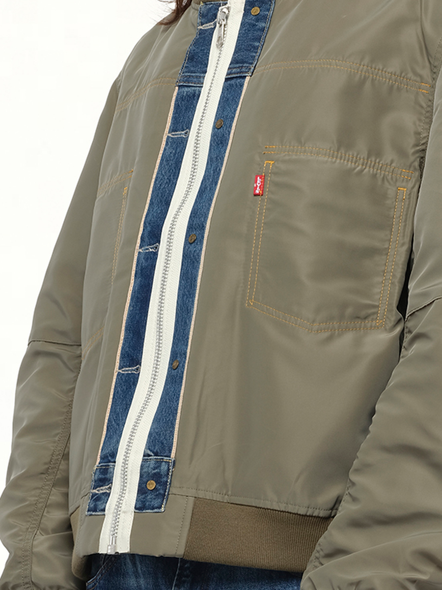 Levi's Denim x Nylon Twill Reversible Blouson in Blue/Khaki