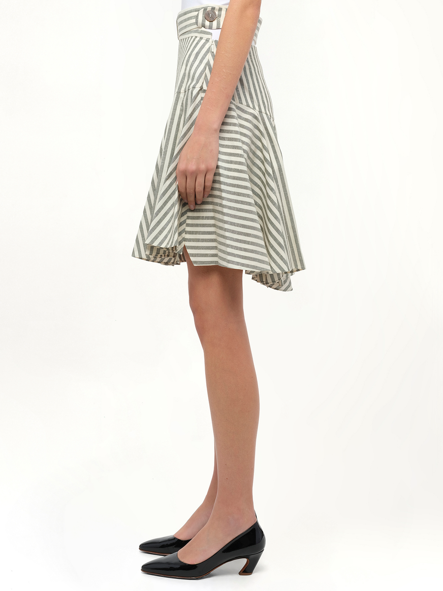 Stripe Skater Skirt in White