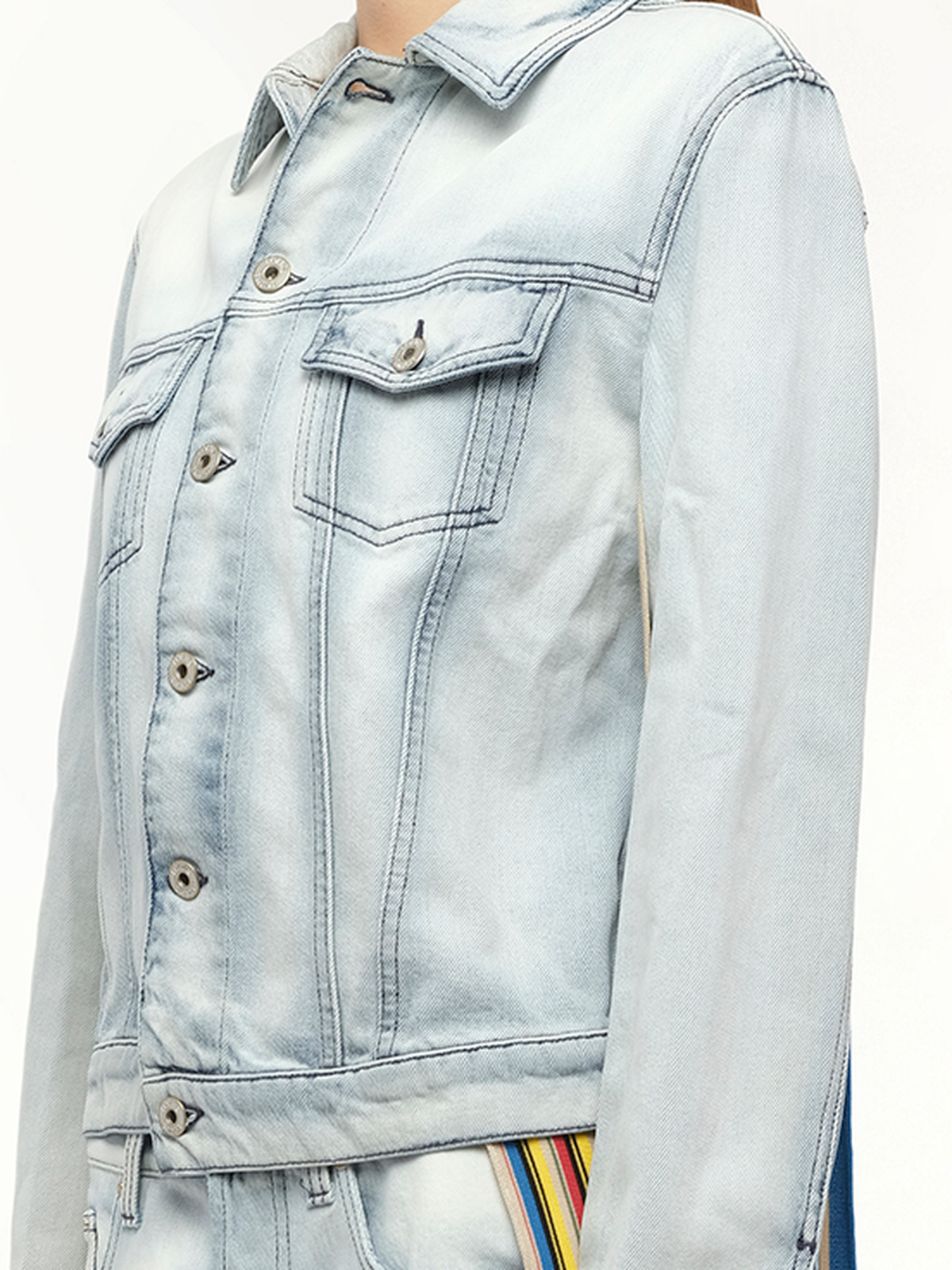 Stripe Band Denim Jacket in L Blue