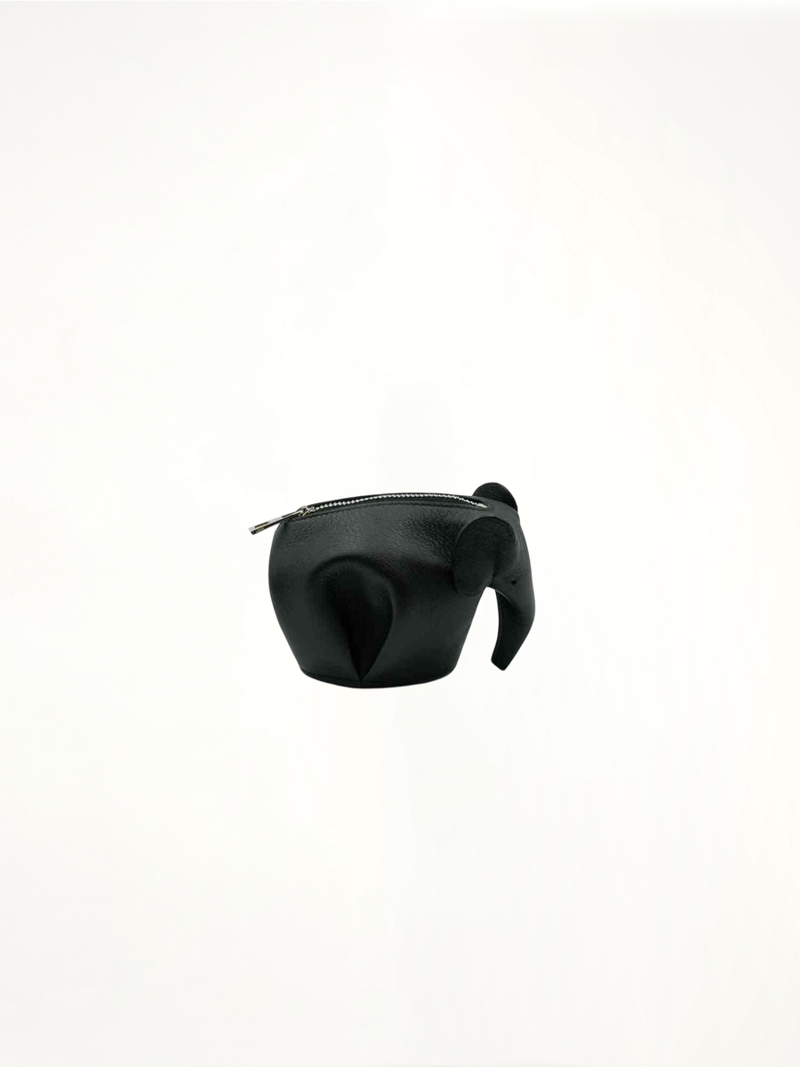Elephant Charm in Smooth Calfskin in Black