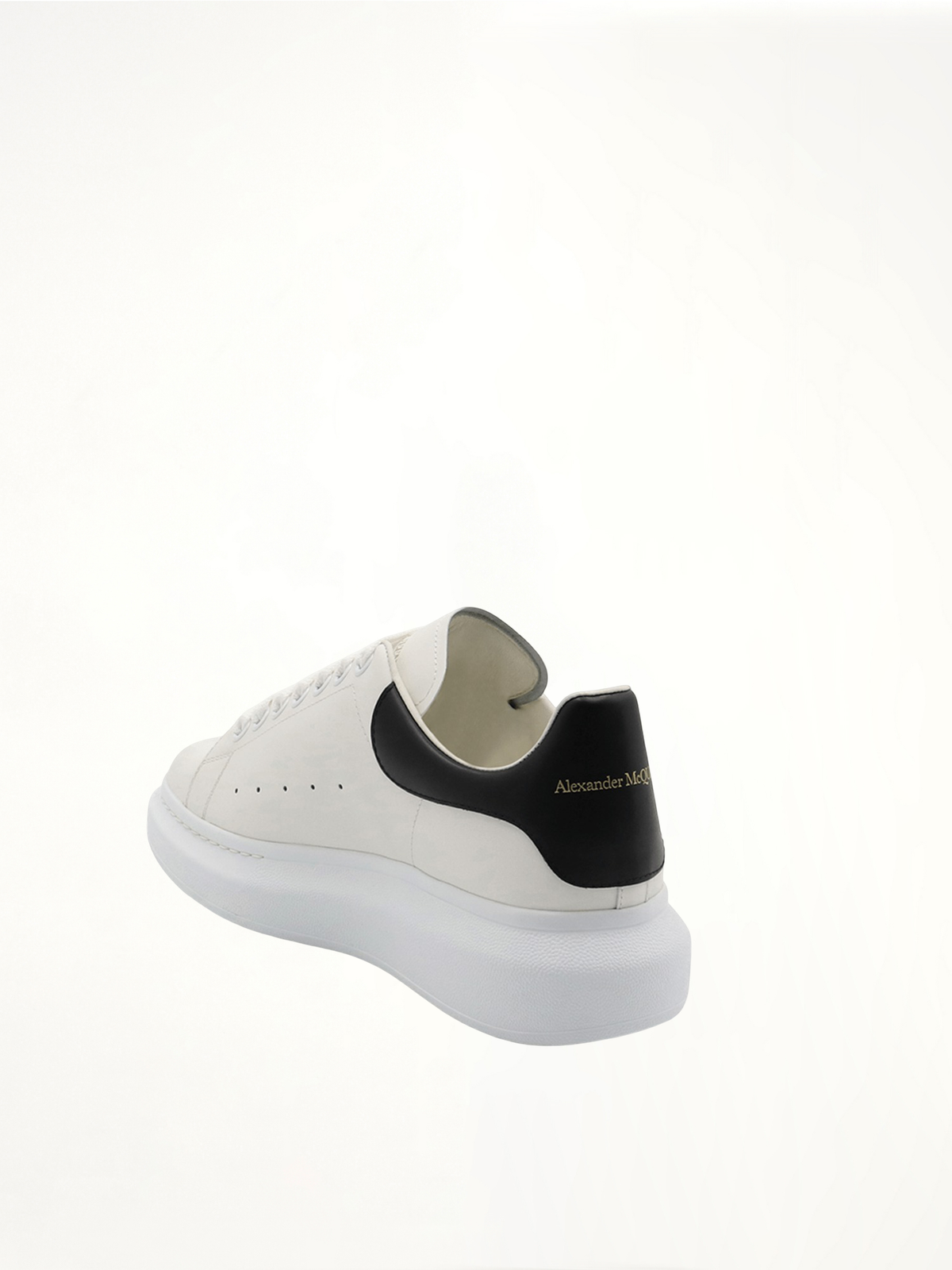 Larry Oversized Sneaker in White/Black Back View | ALEXANDER MCQUEEN