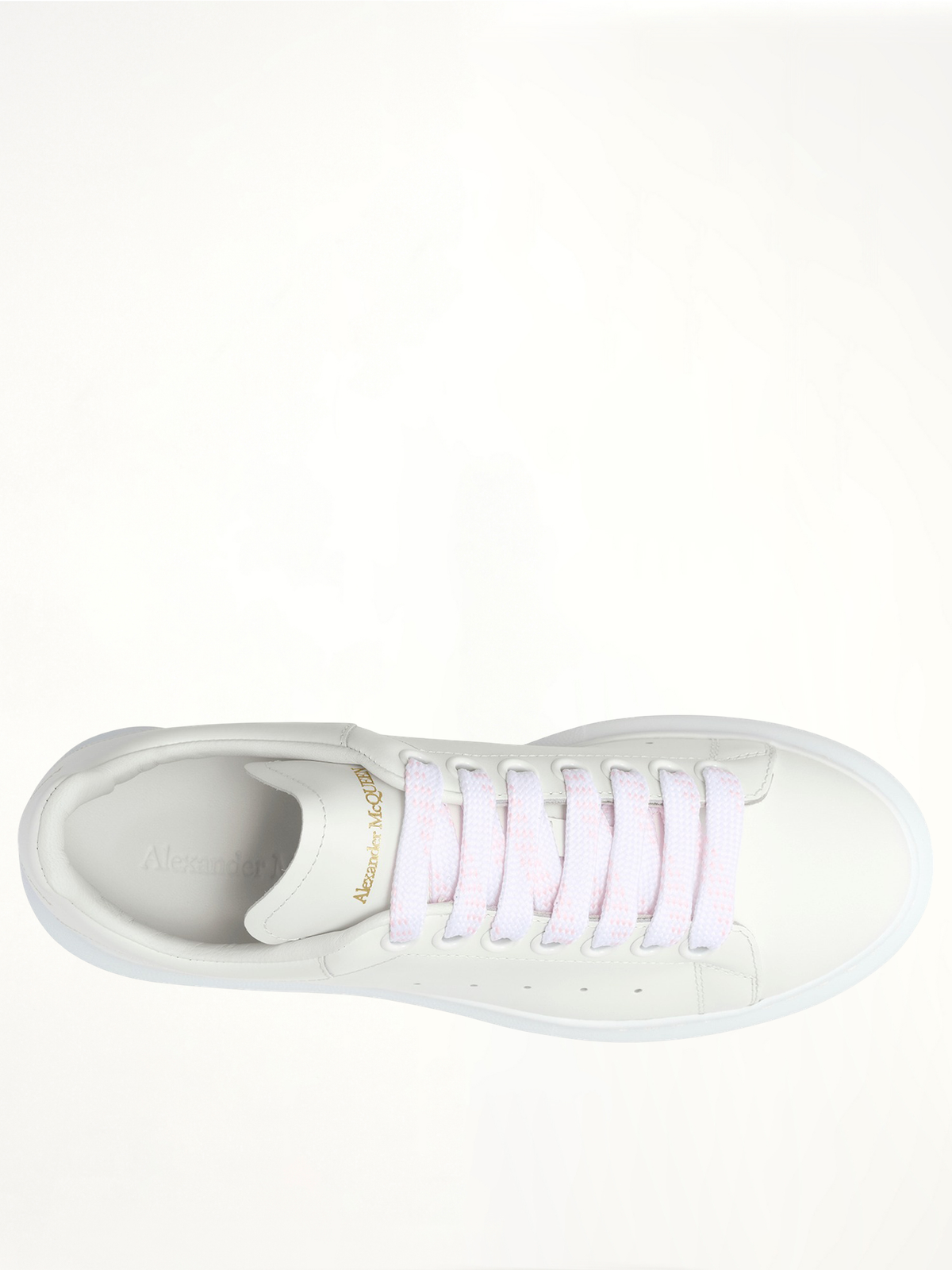 Larry Oversized Sneakers in White/White Back View | ALEXANDER MCQUEEN