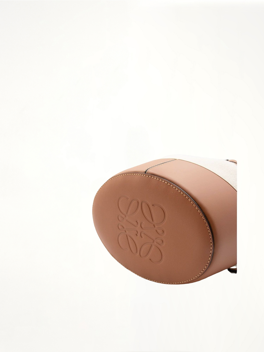 Small Balloon Bag in Canvas and Calfskin in Ecru/Tan