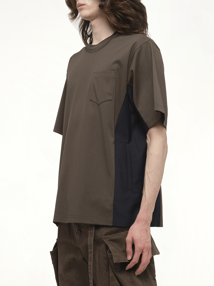 Suiting x Cotton Jersey T-Shirt in Khaki/Navy