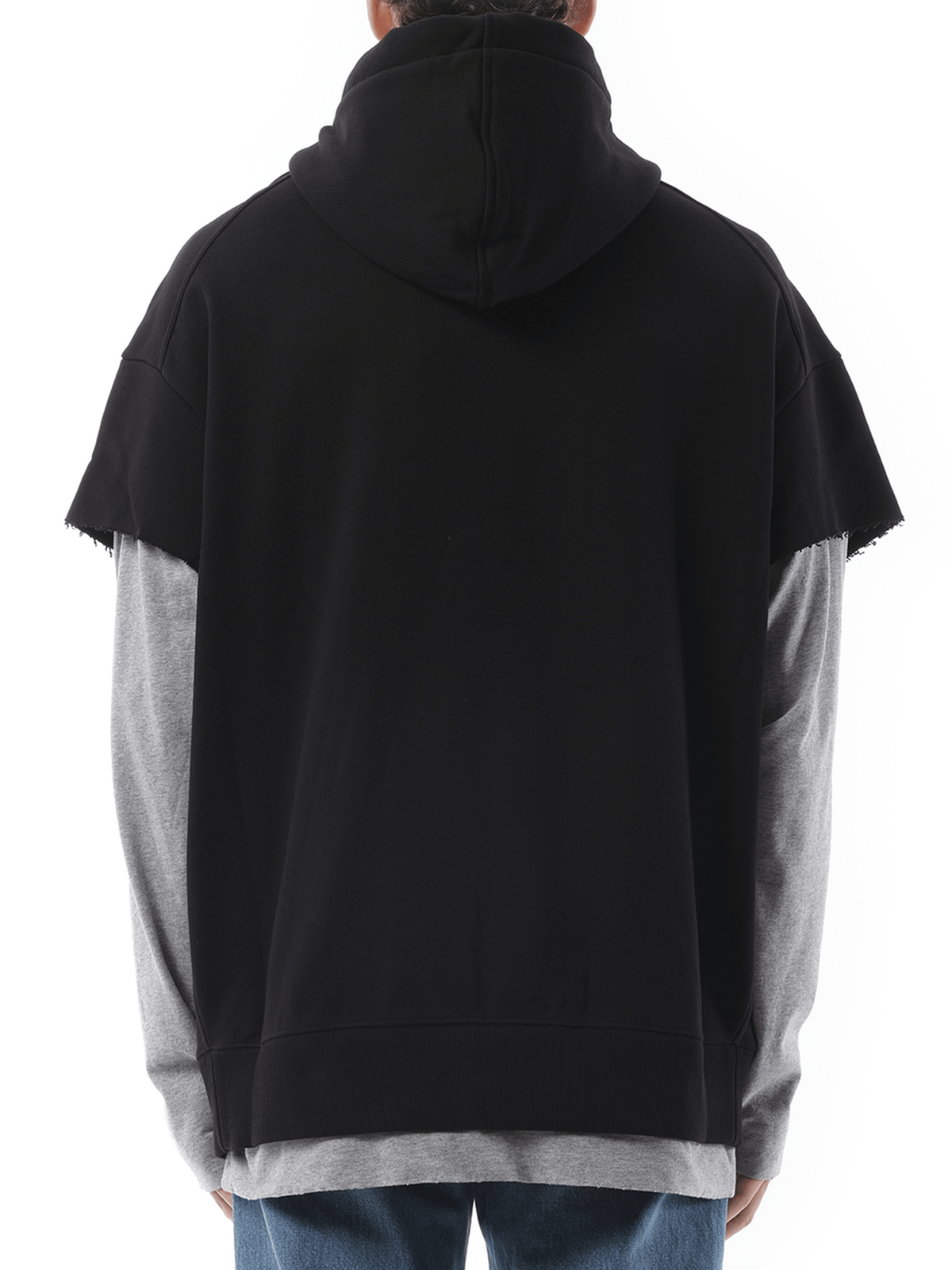 Givenchy Jersey Multi Layer Hoodie in Black/Grey
