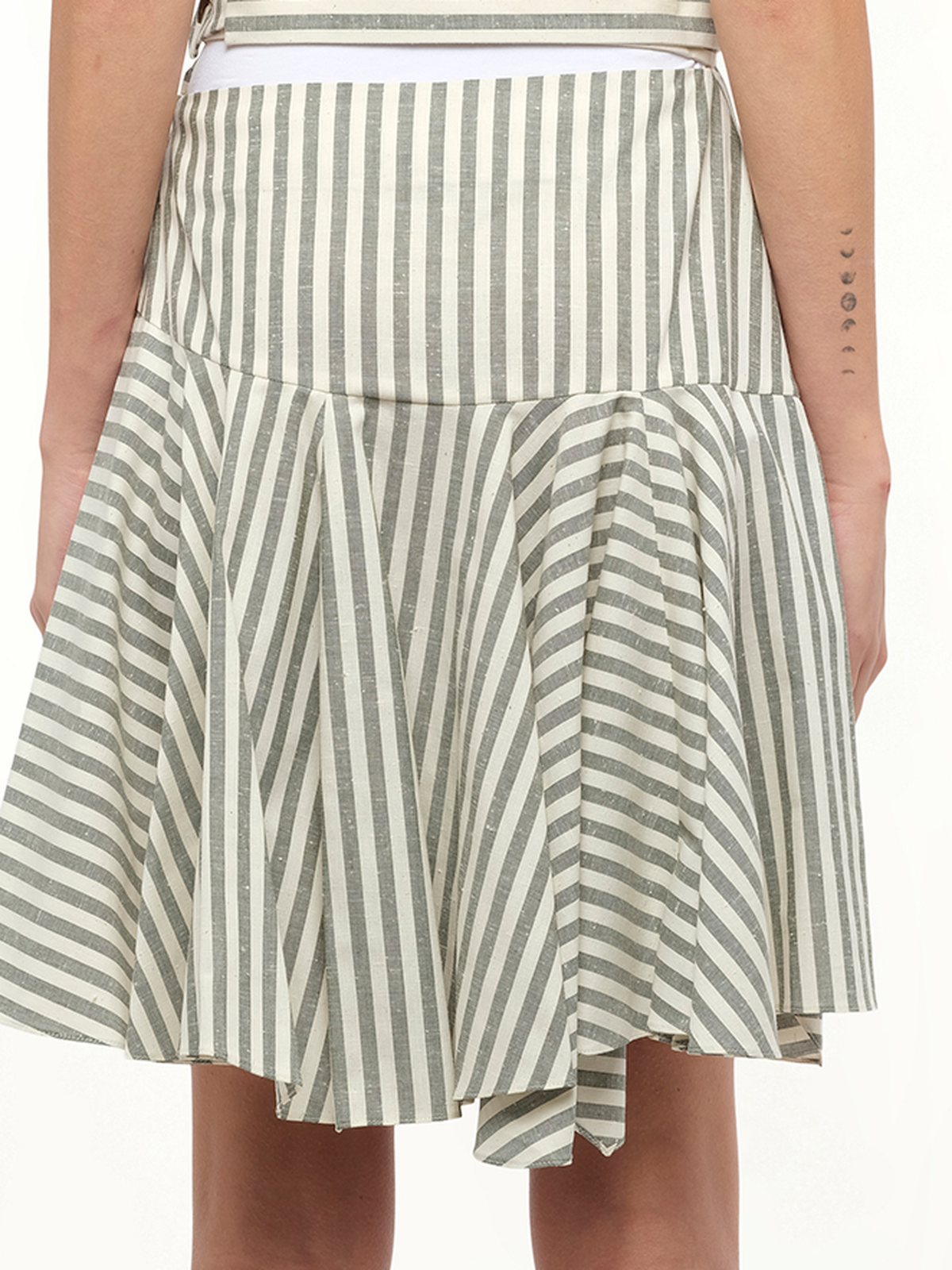 Stripe Skater Skirt in White