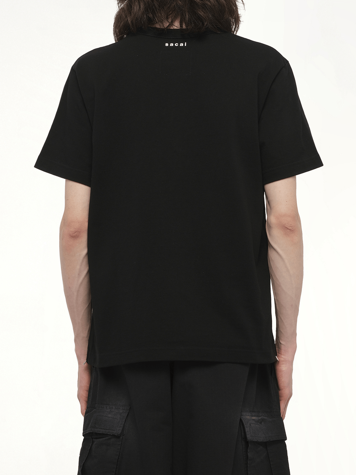 Side Zip Cotton T-Shirt in Black