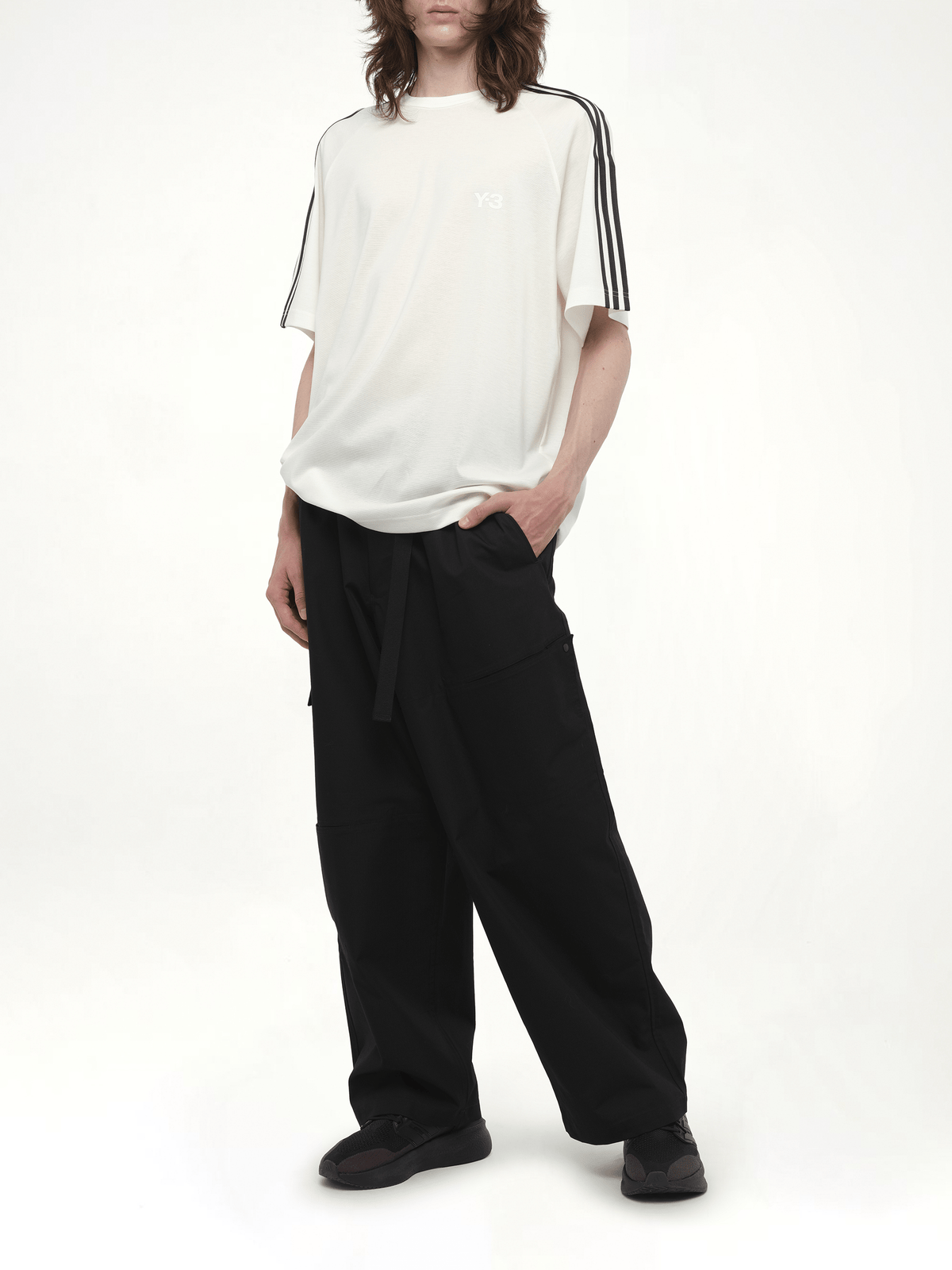 Wire Stripe Short Sleeve T-Shirt in White