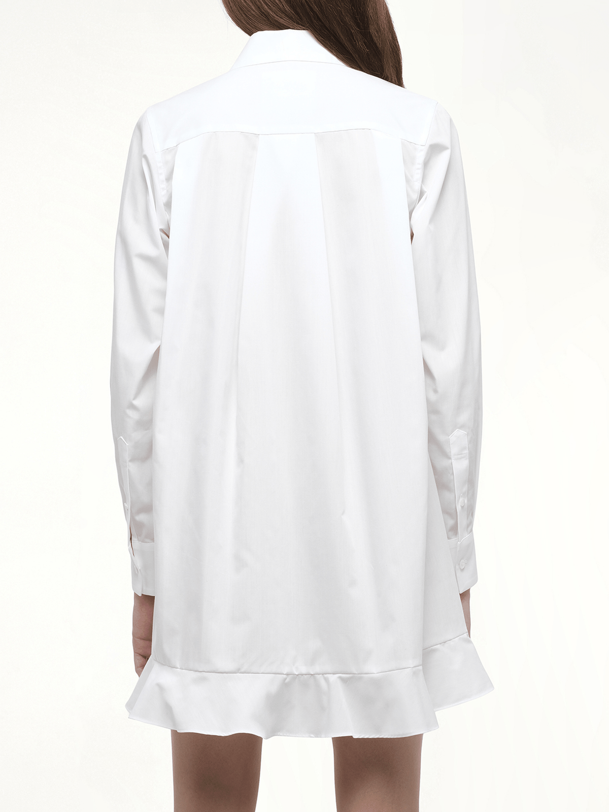 Frill Poplin Dress in Off White