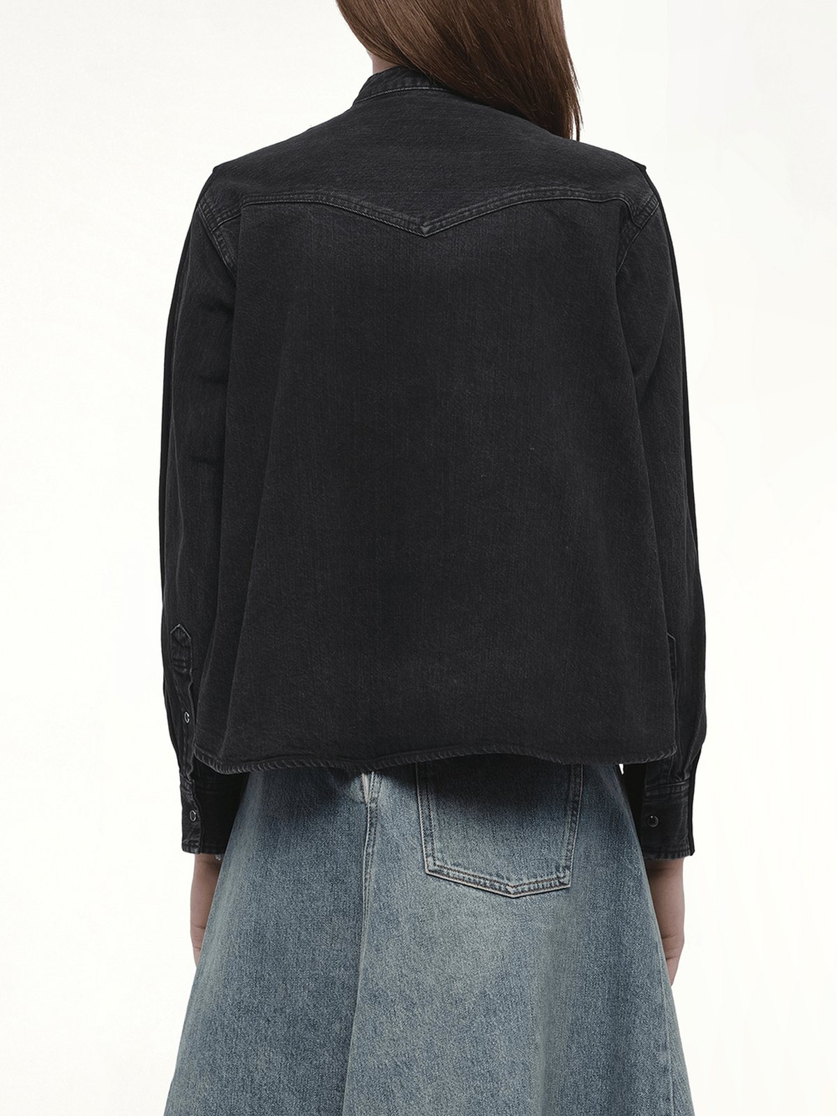 Denim x Knit Cardigan in Black