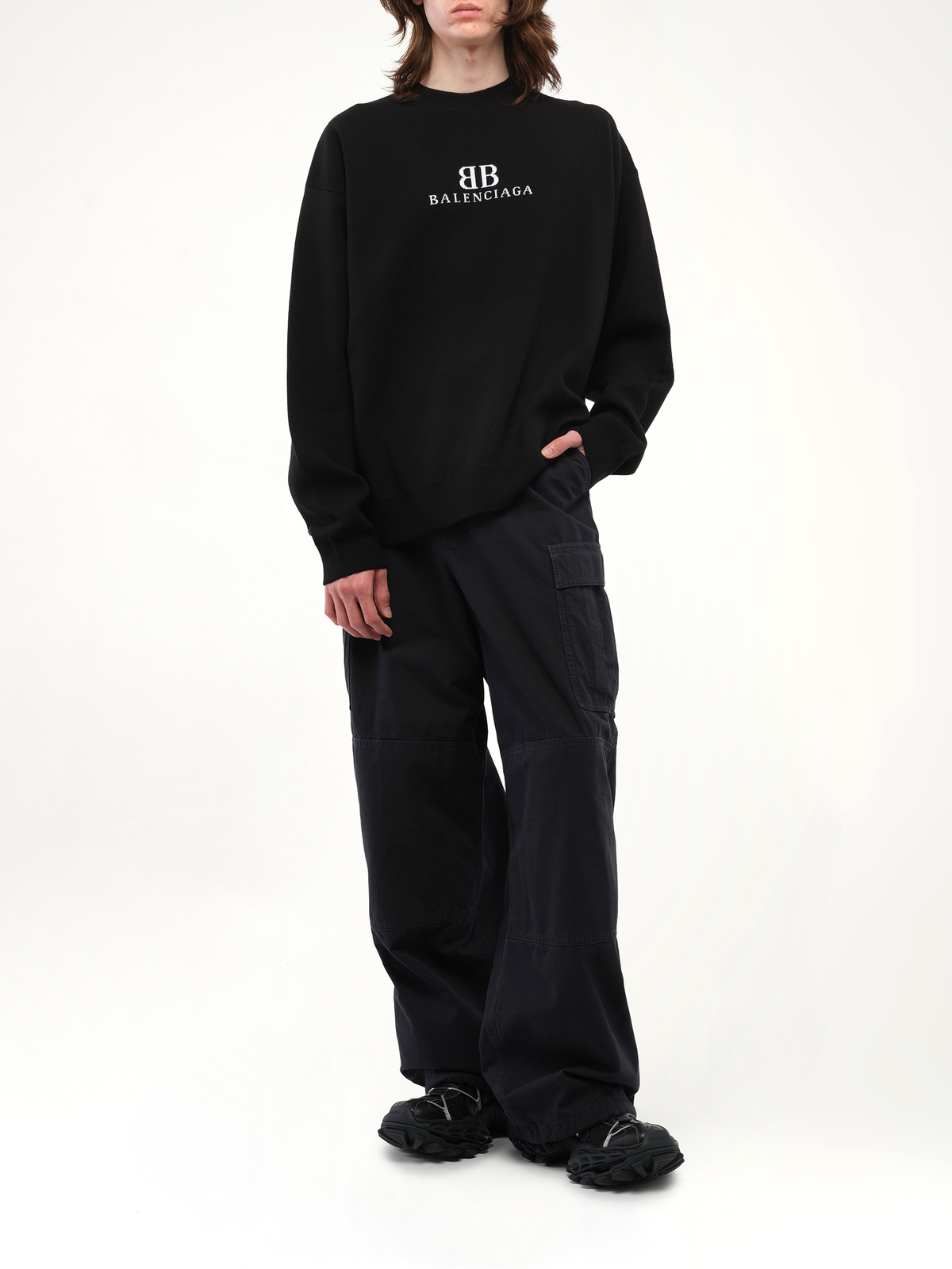 Balenciaga Crewneck Sweater in Black/White