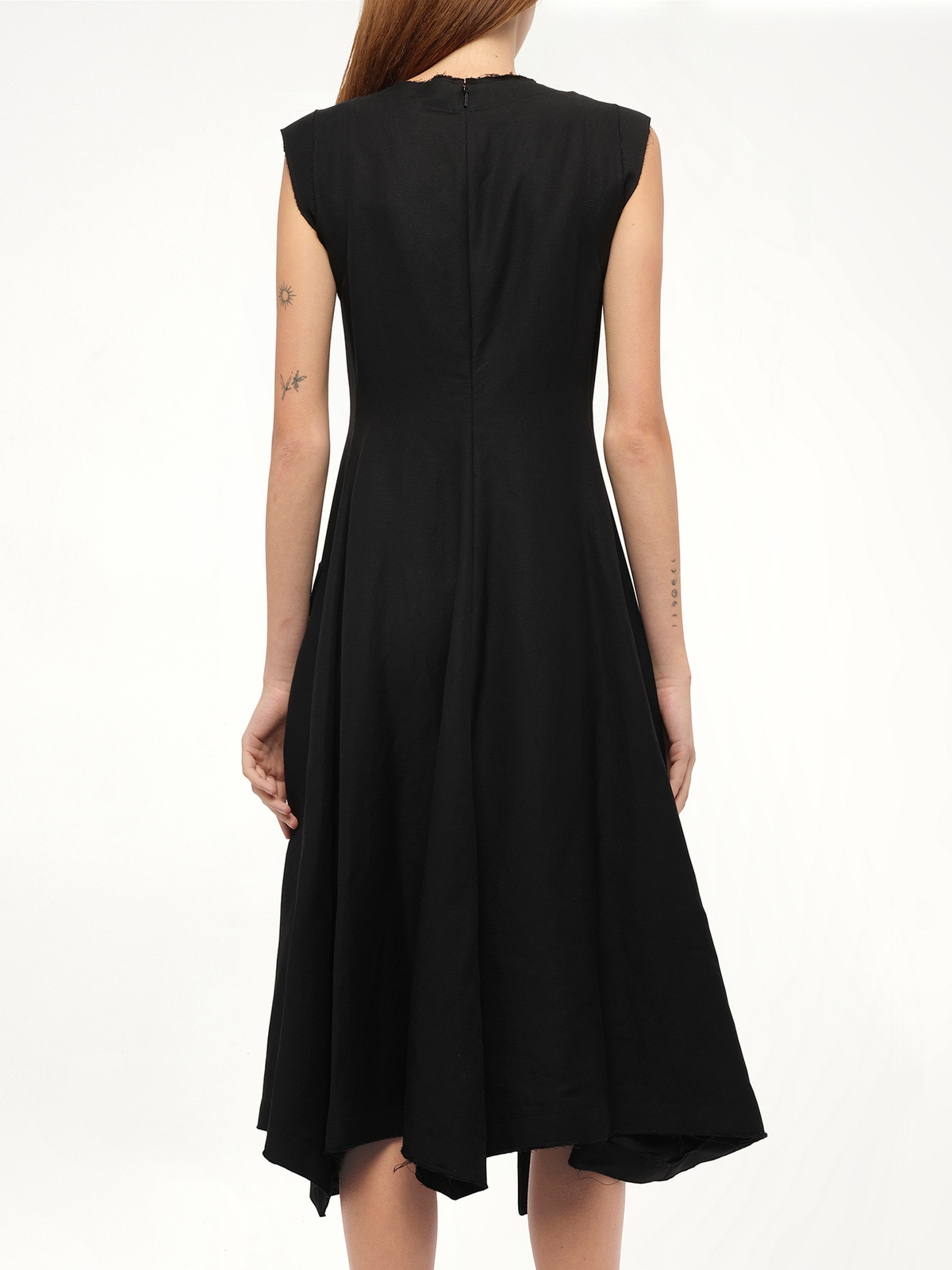 Gold Button Sleeveless Dress in Black