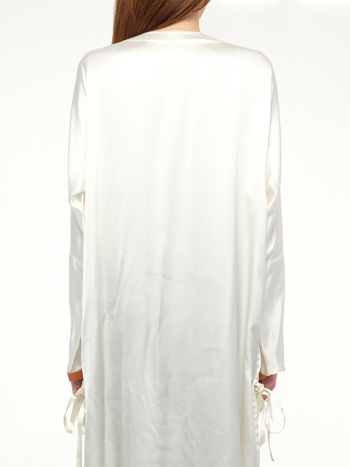 Satin Long Back Top in White