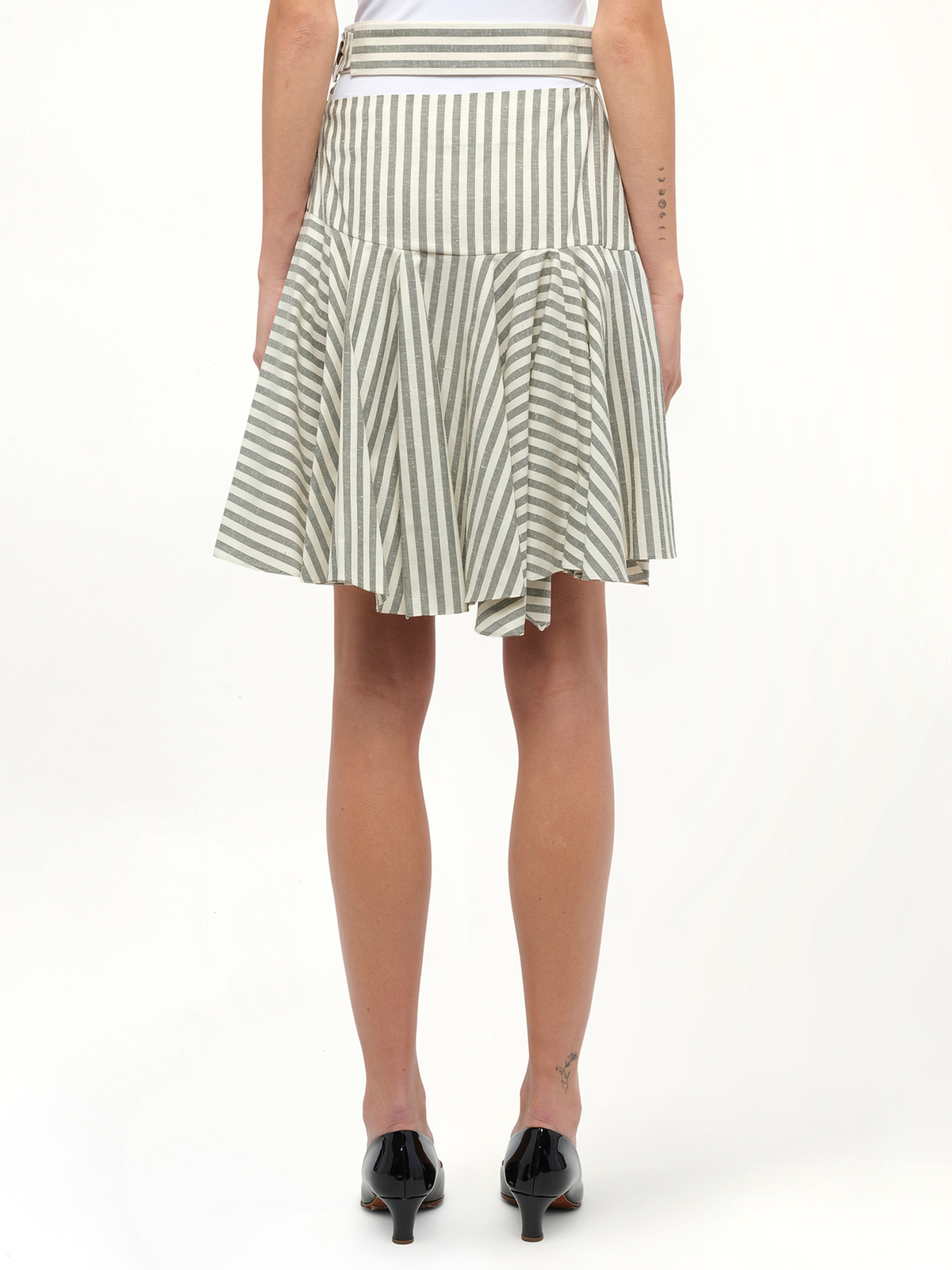 Stripe Skater Skirt in White