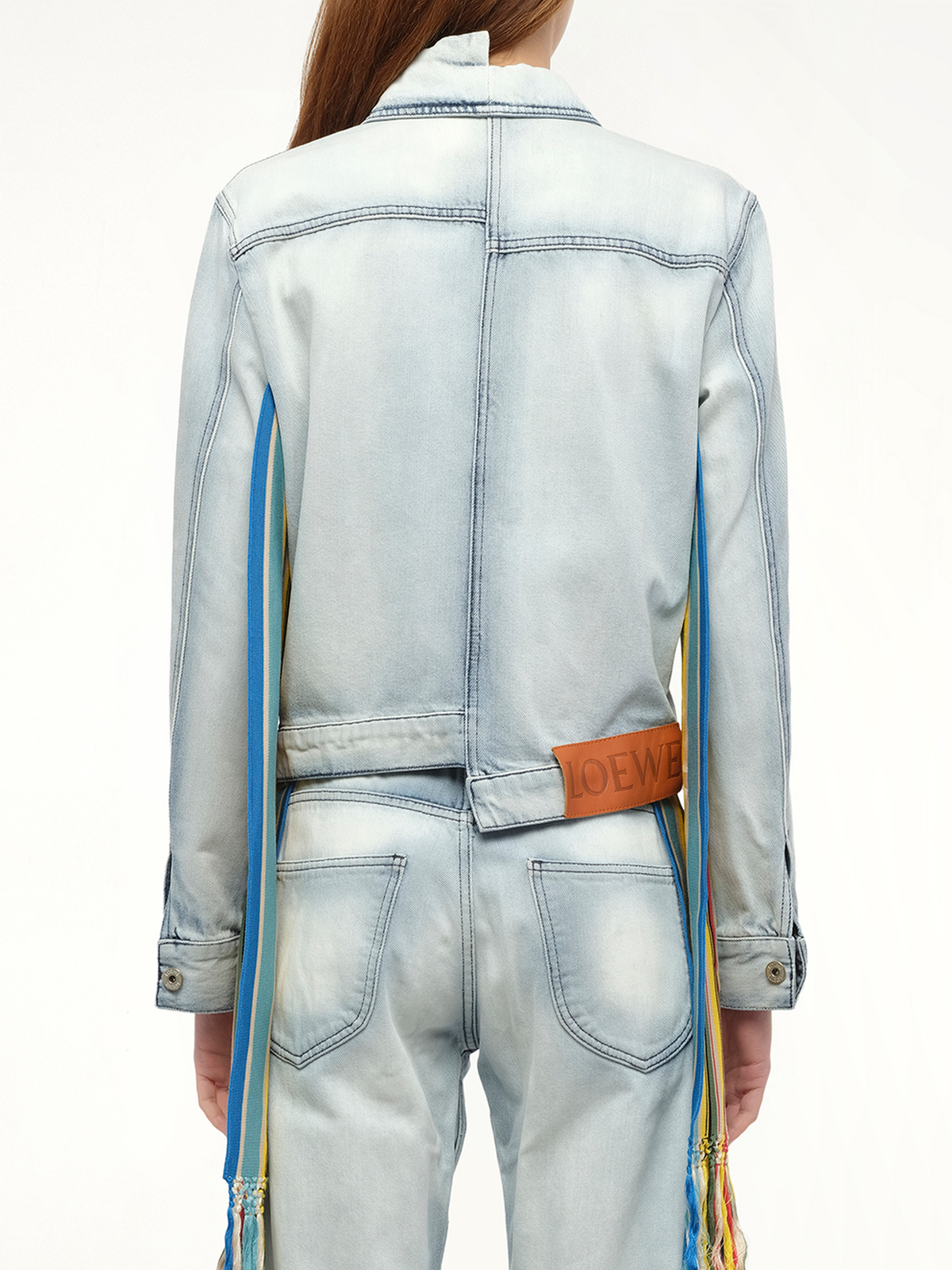 Stripe Band Denim Jacket in L Blue
