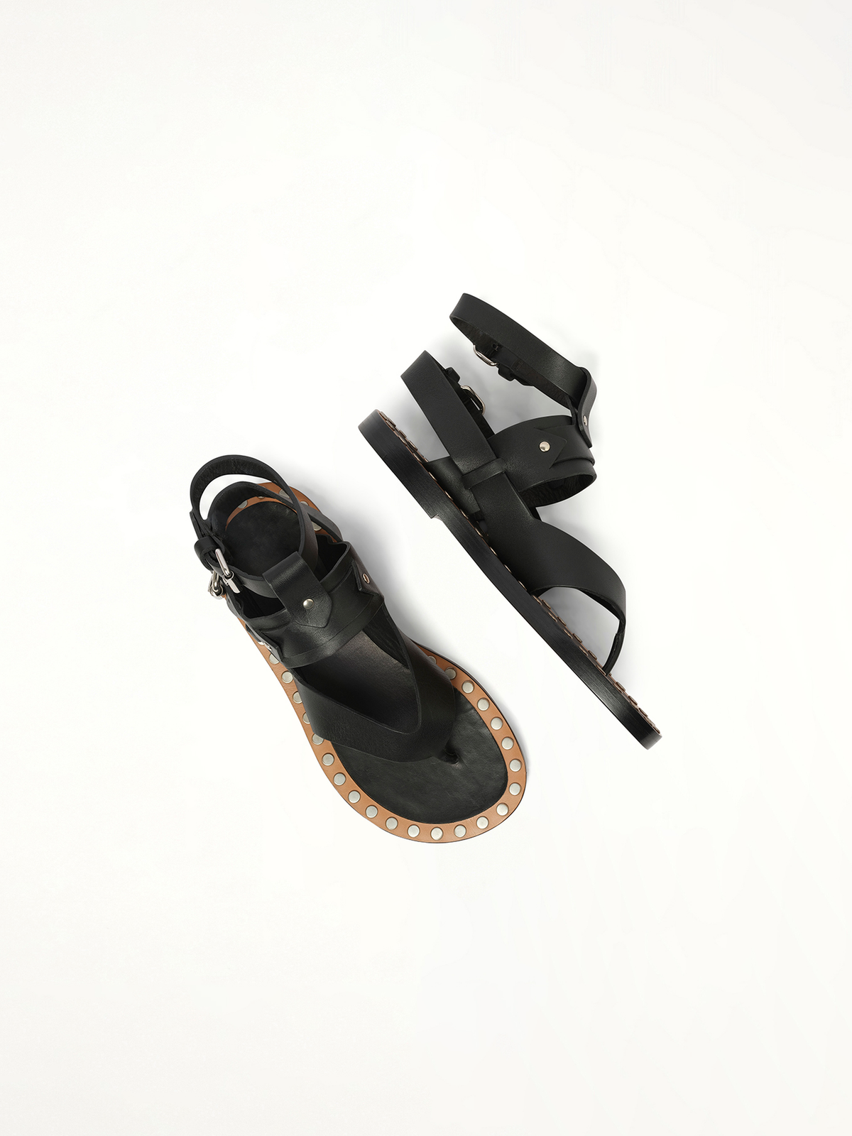 Justy Sandals in Black Top View | ISABEL MARANT