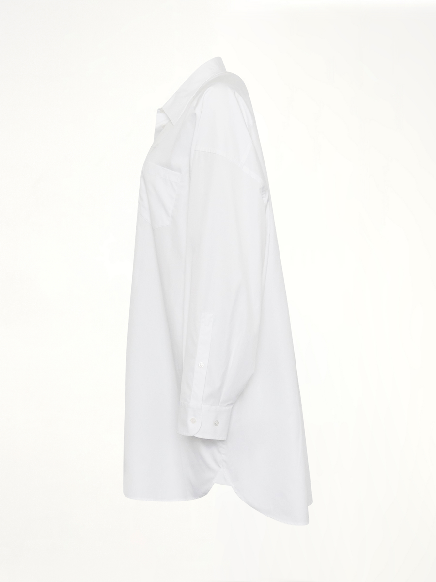 Oversize Cotton Shirt Dress in White
