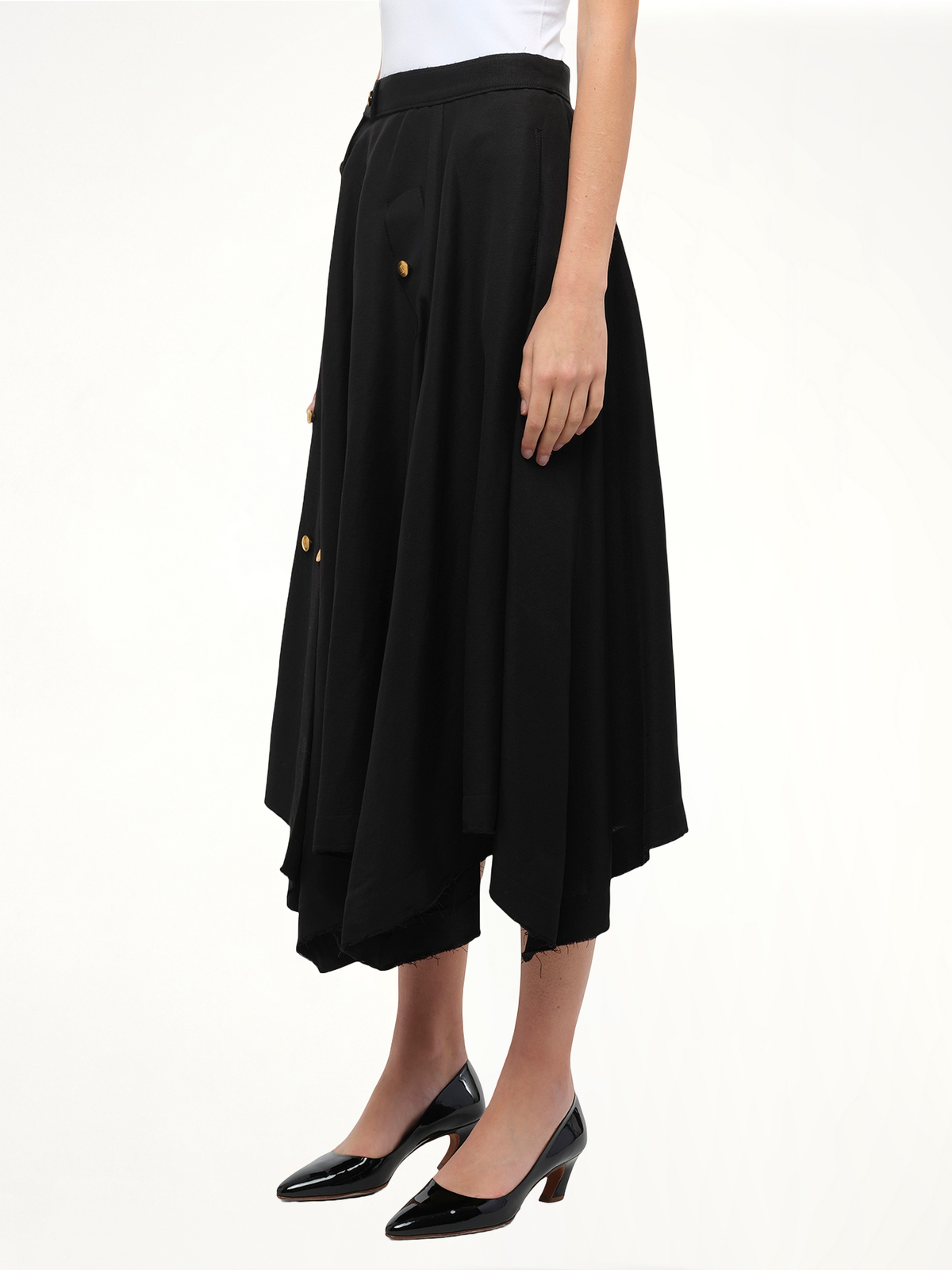 Gold Button Skirt in Black
