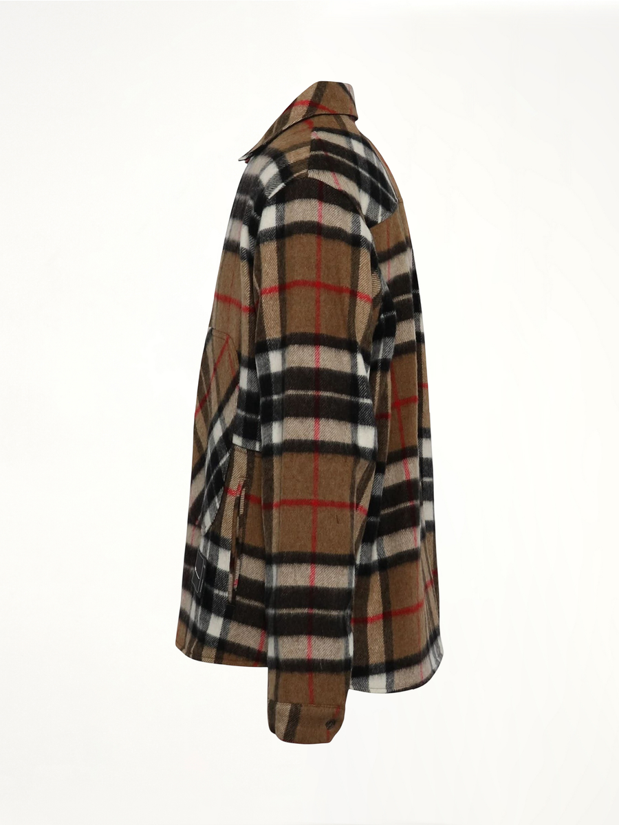 Check Anorak Wool Shirt in Camel