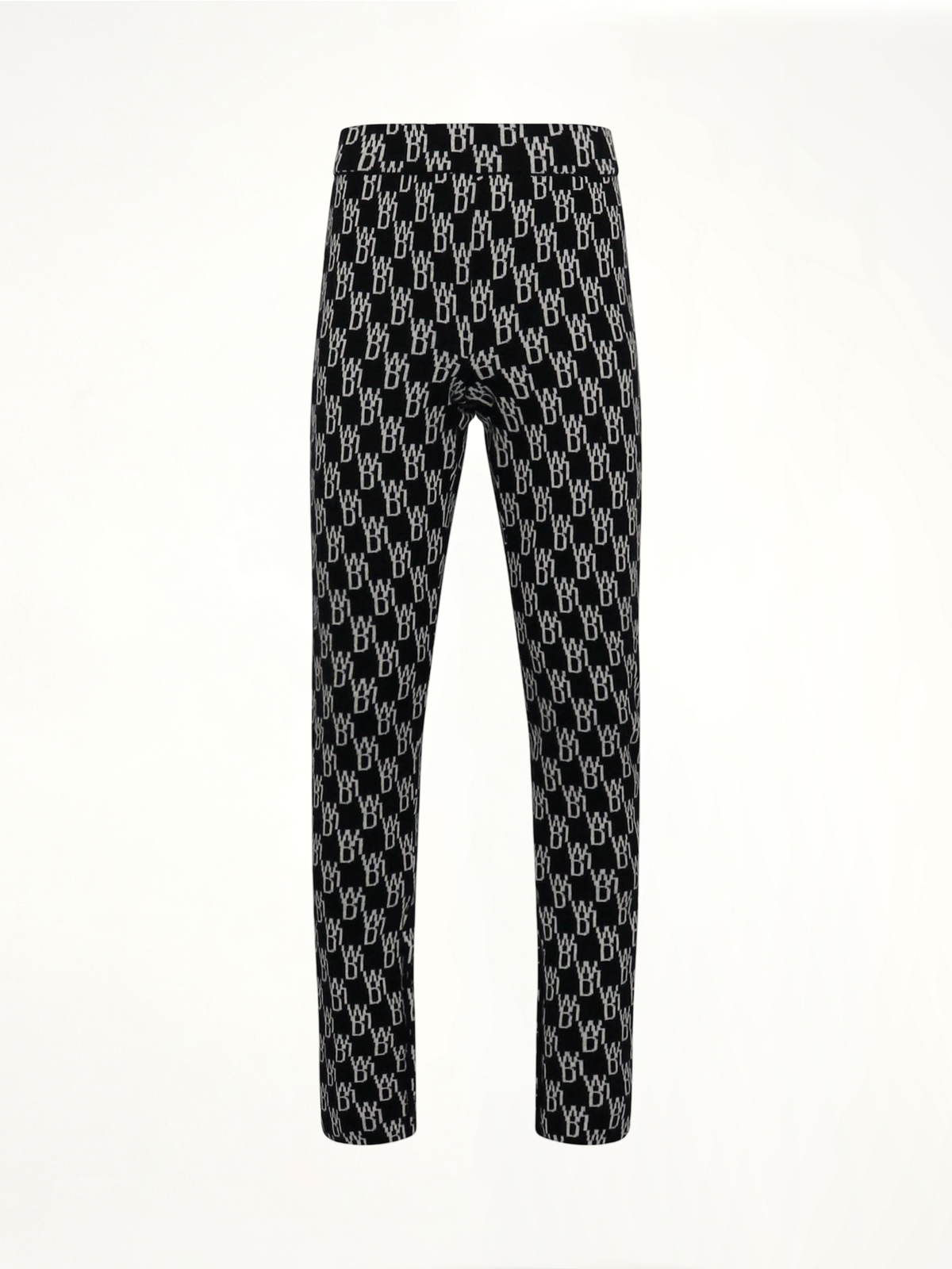 Fitted Knit Side Open Jacquard Trouser in Black
