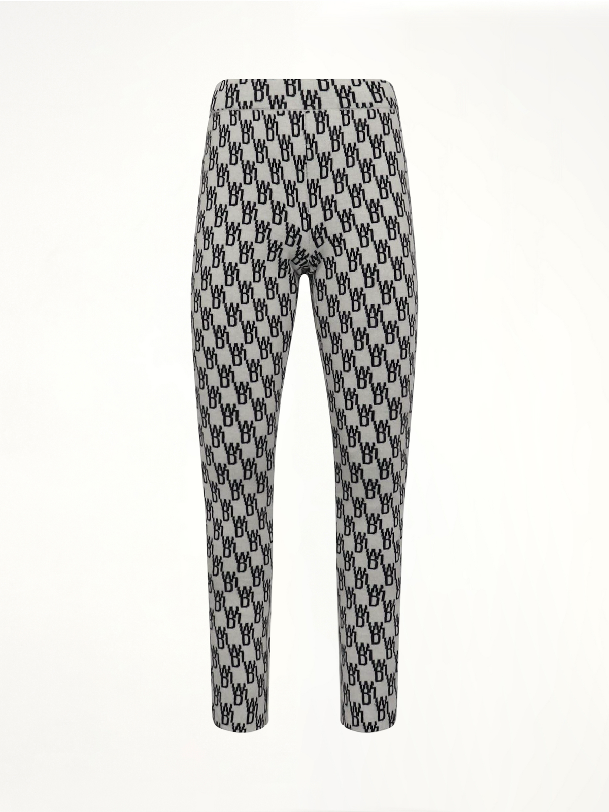 Fitted Knit Side Open Jacquard Trouser in Ivory