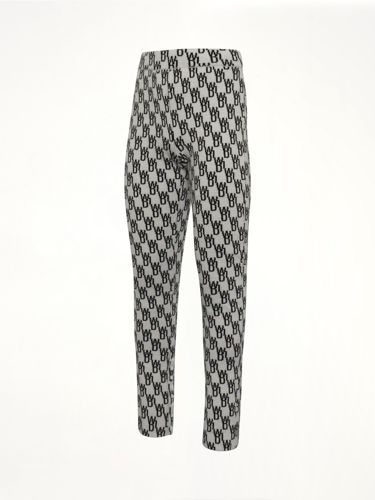 Fitted Knit Side Open Jacquard Trouser in Ivory