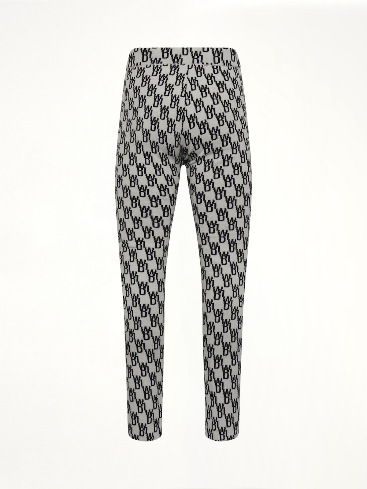 Fitted Knit Side Open Jacquard Trouser in Ivory