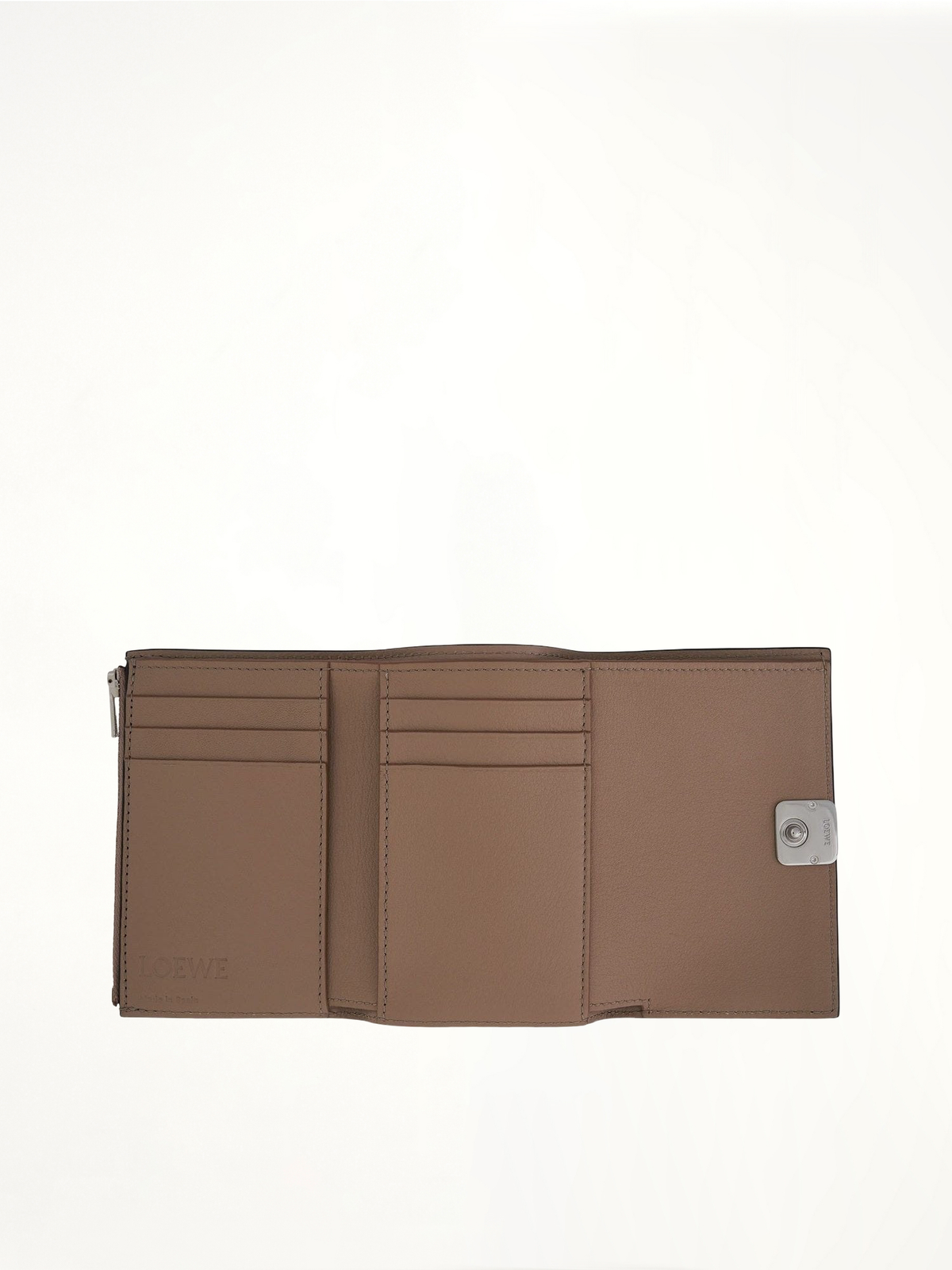 Anagram Small Vertical Wallet in Pebble Grain Calfskin in Sand