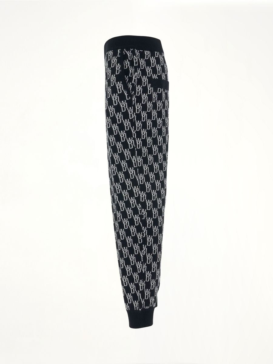 Monogram Knit Jacquard Trouser in Black