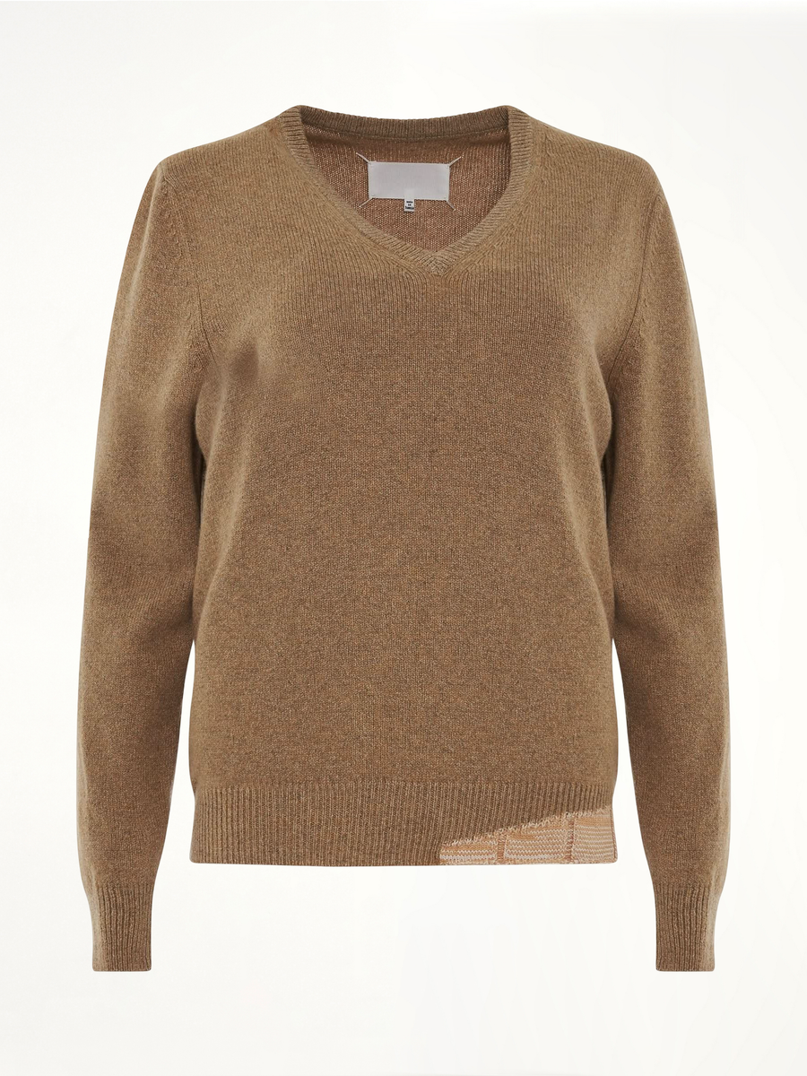 Knit Long Sleeve Pullover in Beige
