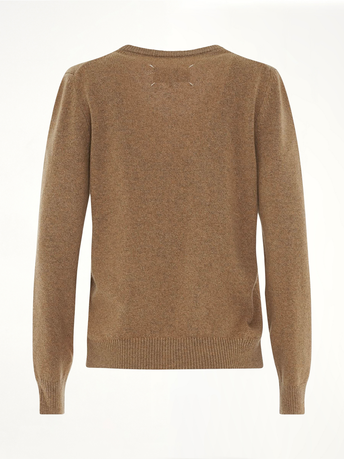 Knit V Neck Pullover in Beige