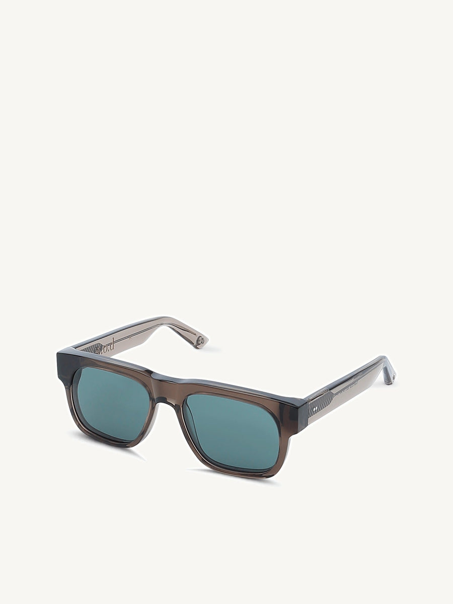 Thirteen Crystal Grey Sunglass with Green Lens