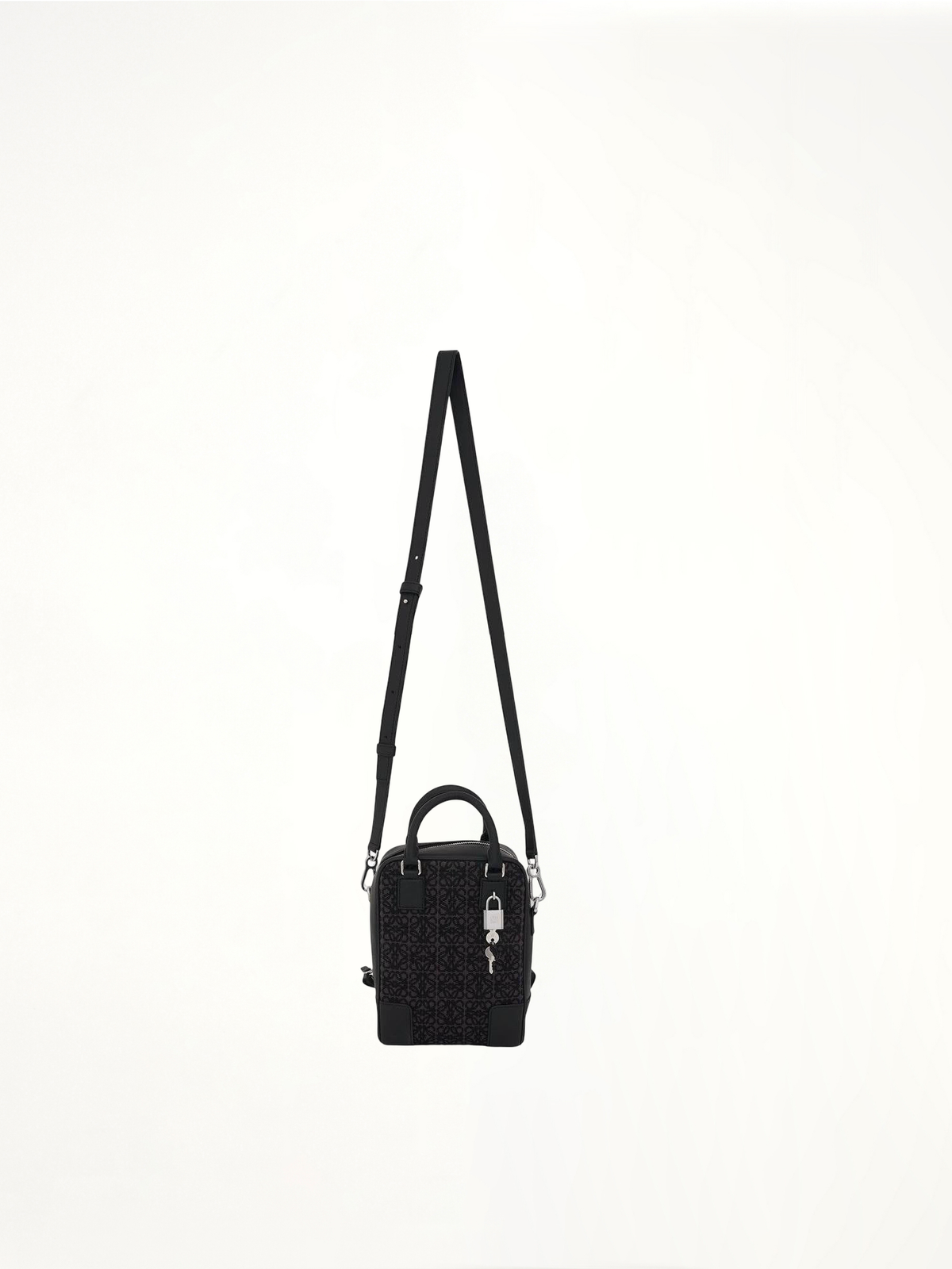 Amazona 15 Vertical Anagram in Jacquard and Calfskin in Anthracite