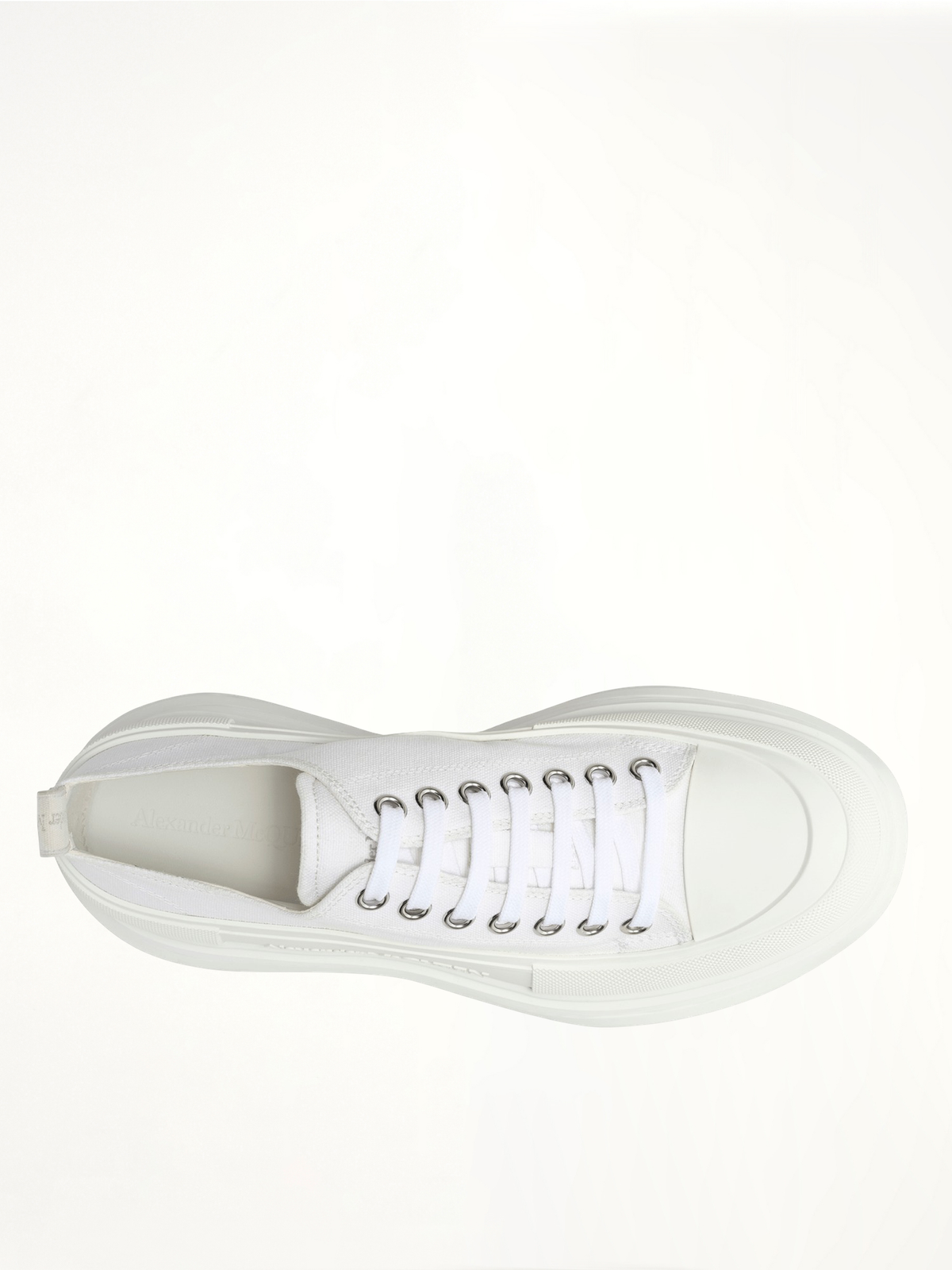 Tread Slick Canvas Lace-Up Shoes in White Back View | ALEXANDER MCQUEEN
