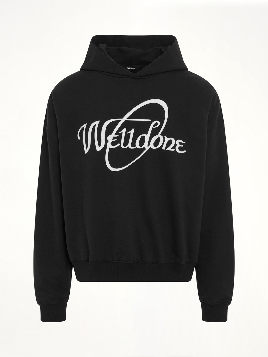 Cursive Circle Logo Hoodie in Black